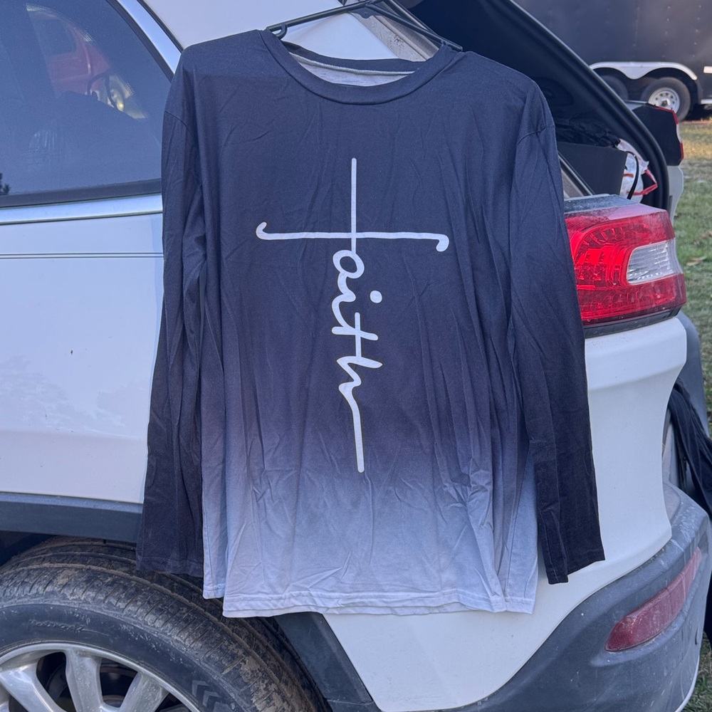 Gradient Black and Gray Long Sleeve Shirt